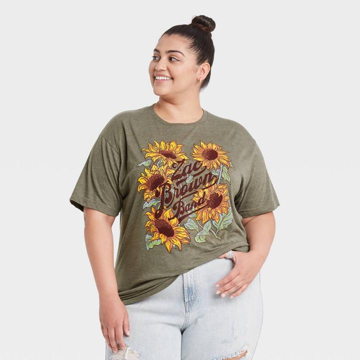 Merch Traffic Women's Zac Brown Band Plus Size Short Sleeve Graphic T-shirt - Green