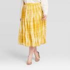 Women's Plus Size Tie-dye Print Mid-rise Flowy A-line Midi Skirt - Who What Wear Yellow