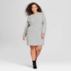 Women's Plus Size Long Sleeve Ruffle Sweatshirt Mini Dress - Who What Wear Gray