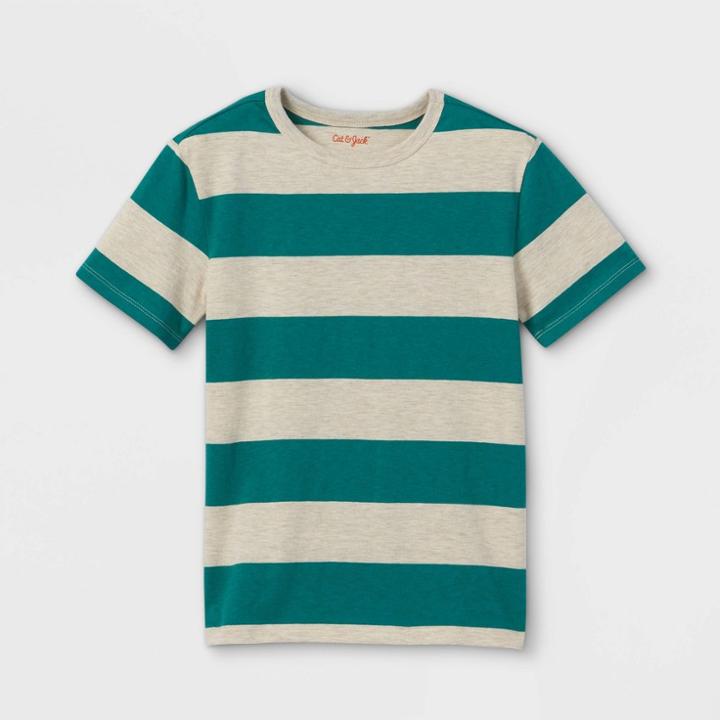Boys' Rugby Striped Short Sleeve T-shirt - Cat & Jack Jade Green