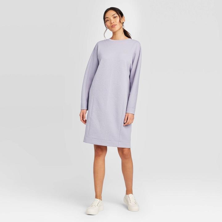 Women's Long Sleeve Crewneck Dress - Prologue Lilac Xs, Women's, Purple
