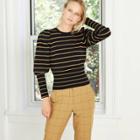 Women's Striped Crewneck Pullover Sweater - Who What Wear Black