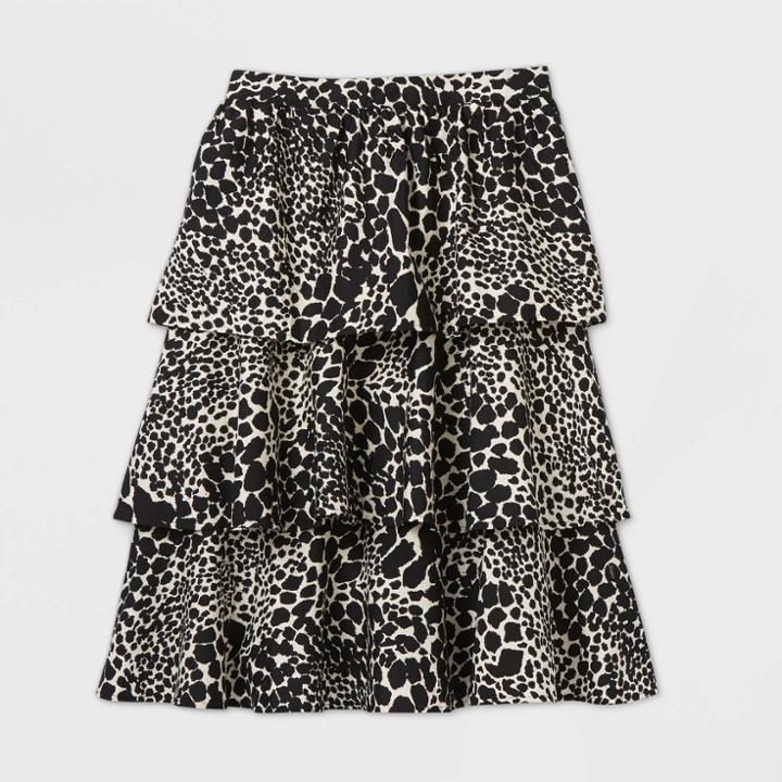 Women's Plus Size Animal Print Midi Skirt - Who What Wear White/black