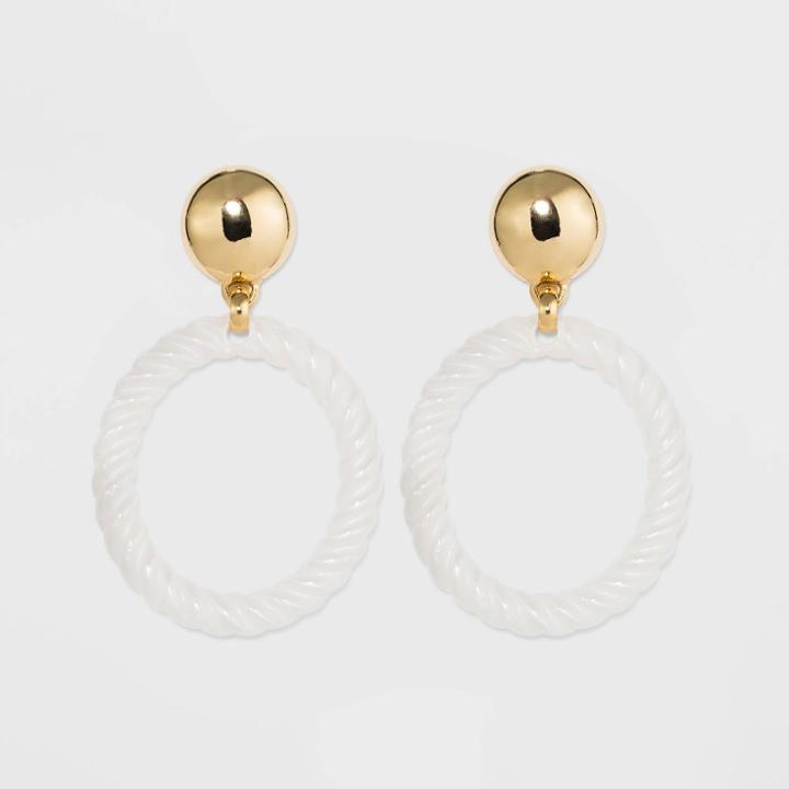 Sugarfix By Baublebar Braided Hoop Earrings With Gold Stud - White, Women's