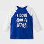Kids' I Love You A Latke Raglan Sleeve Graphic T-shirt - Cat & Jack Blue M, Kids Unisex, Size: Medium, Purple