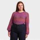 Women's Plus Size Crewneck Ombre Pullover Sweater - Ava & Viv Purple X
