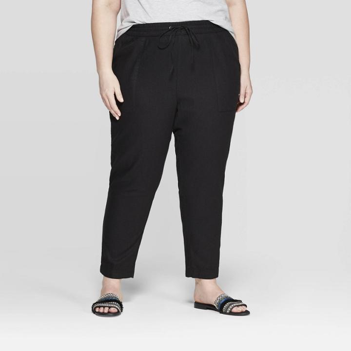 Women's Plus Size Straight Fit Soft Trouser Pants - Ava & Viv Black