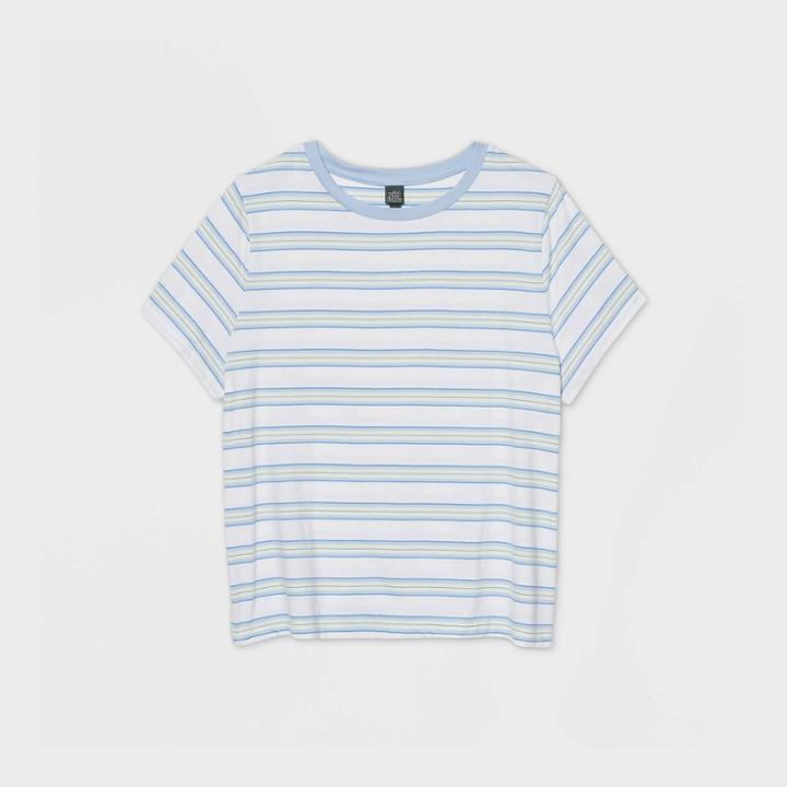 Women's Striped Short Sleeve T-shirt - Wild Fable Blue/white