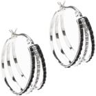 Target Sterling Silver Black & White Diamond Accent Hoop Earrings