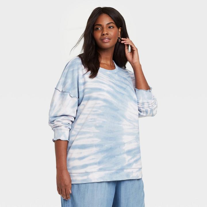 Women's Plus Size Tie-dye Sweatshirt - Knox Rose Blue