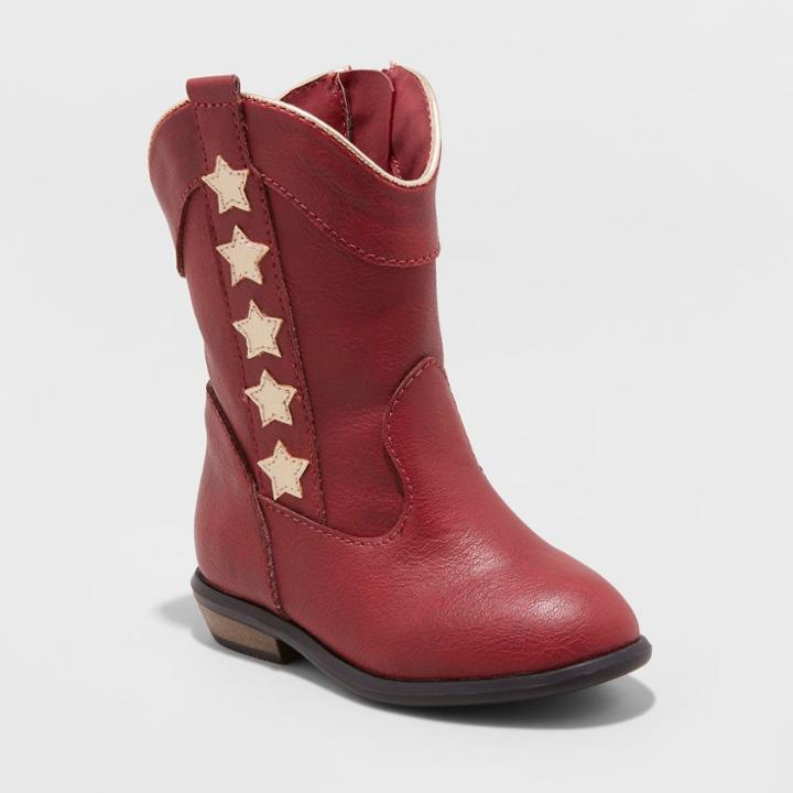 Toddler Girls' Anika Cowboy Boot With Metallic - Cat & Jack Red