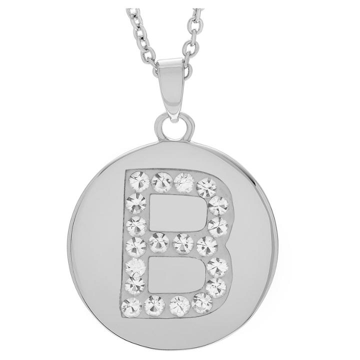 Women's Journee Collection Brass Circle Initial Pendant Necklace With Cubic Zirconia - Silver, B (17.75), Silver