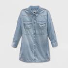 Women's Plus Size Long Sleeve Collared Western Denim Dress - Universal Thread Blue 1x, Women's,