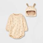 Baby Bunny Dot Sweatshirt Romper - Cat & Jack Cream Newborn, Ivory