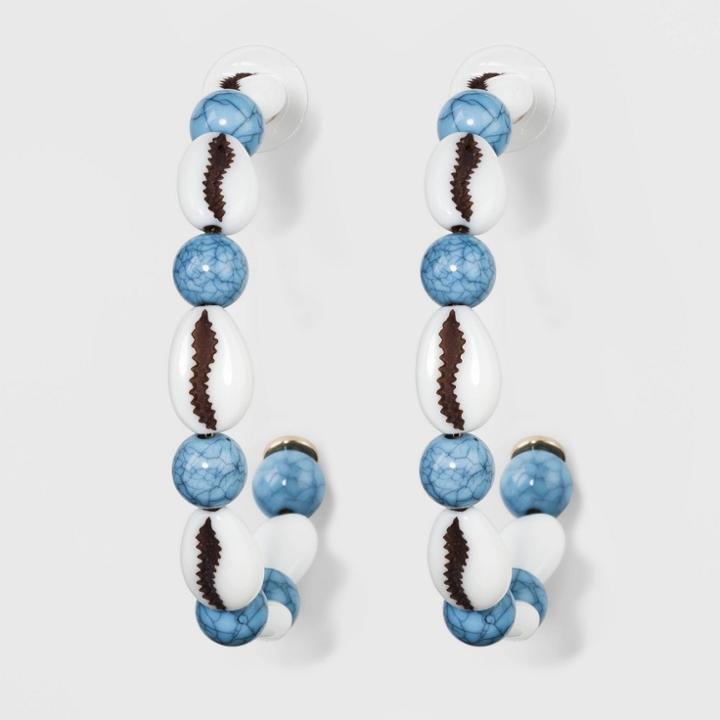 Sugarfix By Baublebar Shells Beaded Hoop Earrings - Aqua, Women's