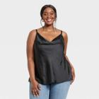 Women's Plus Size Satin Tank Top - Ava & Viv Black