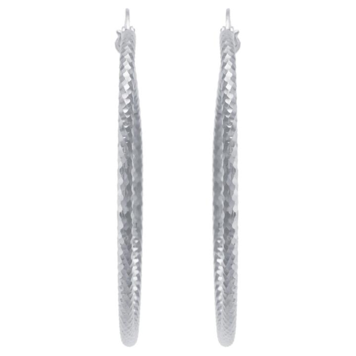 Target Women's Sterling Silver Diamond-cut Click Top Hoop Earrings