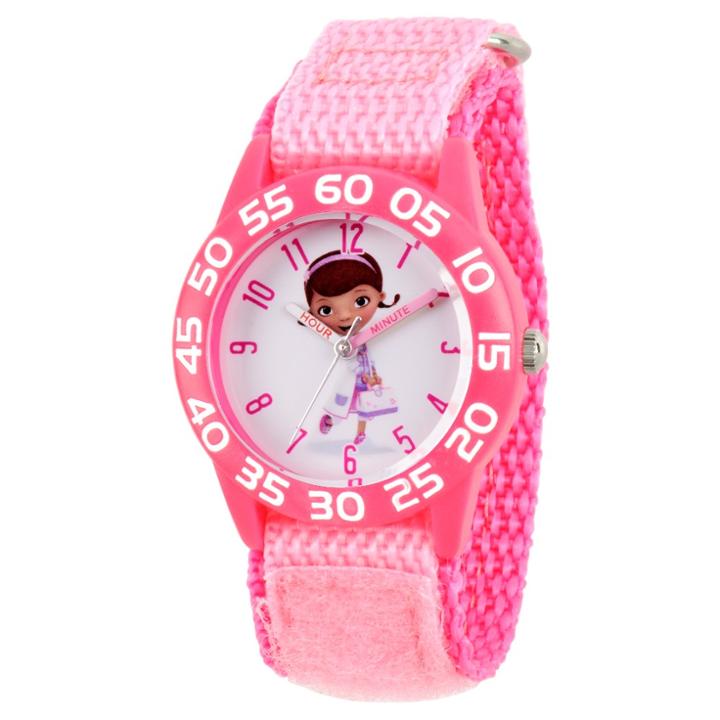 Girls' Disney Doc Mcstuffins Pink Plastic Time Teacher Watch - Pink