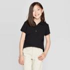 Petitegirls' Short Sleeve Pique Uniform Polo Shirt - Cat & Jack Black