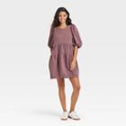 Women's Balloon 3/4 Sleeve Quilted Dress - A New Day