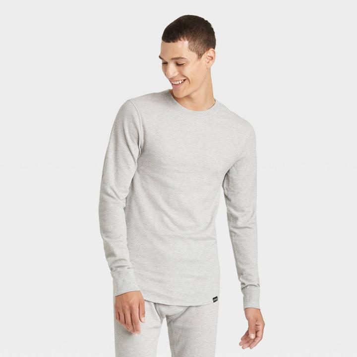 Hanes Men's Thermal Crew Neck T-shirt - Heathered Gray