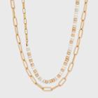 Paperclip Chain And Layered Mixed Beaded Necklace - Universal Thread Ivory