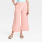 Women's High-rise French Terry Wide Leg Ankle Pull-on Pants - A New Day Blush