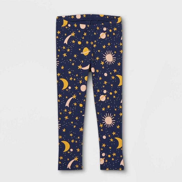 Toddler Girls' Celestial Leggings - Cat & Jack Navy