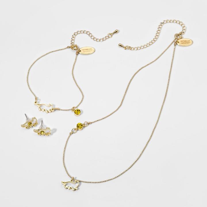 Girls' Harry Potter Hufflepuff 3pc Earring Bracelet & Necklace Set,