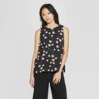 Women's Floral Print Button Detail Sleeveless Tank Top - Who What Wear Black/pink