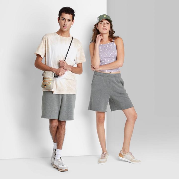 High-rise Fleece Bermuda Shorts - Wild Fable Heather Gray