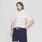 Men's Big & Tall Printed Standard Fit Short Sleeve Poplin Button-down Shirt - Goodfellow & Co Dusk Pink