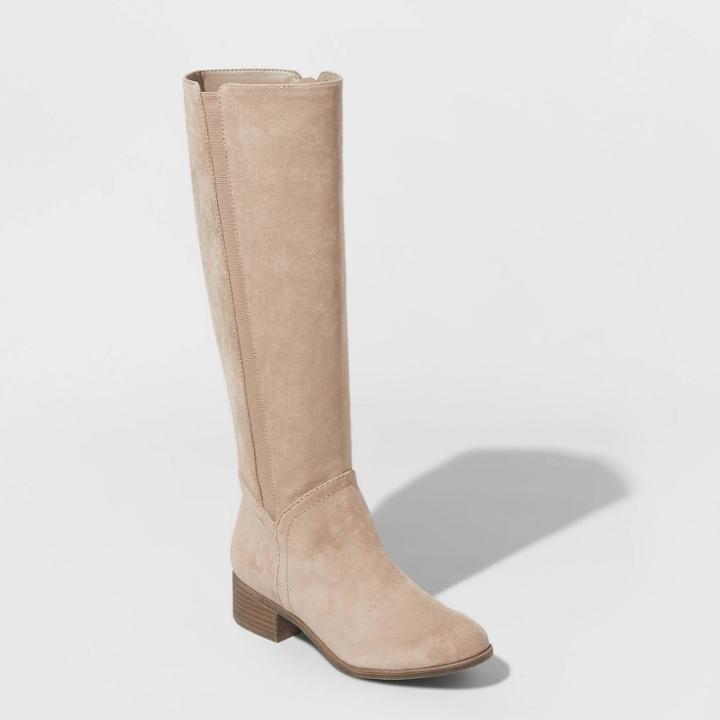 Women's Brielle Microsuede Riding Boots - Universal Thread Taupe