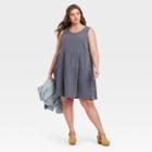 Women's Plus Size Gauze Tiered Tank Dress - Universal Thread Gray