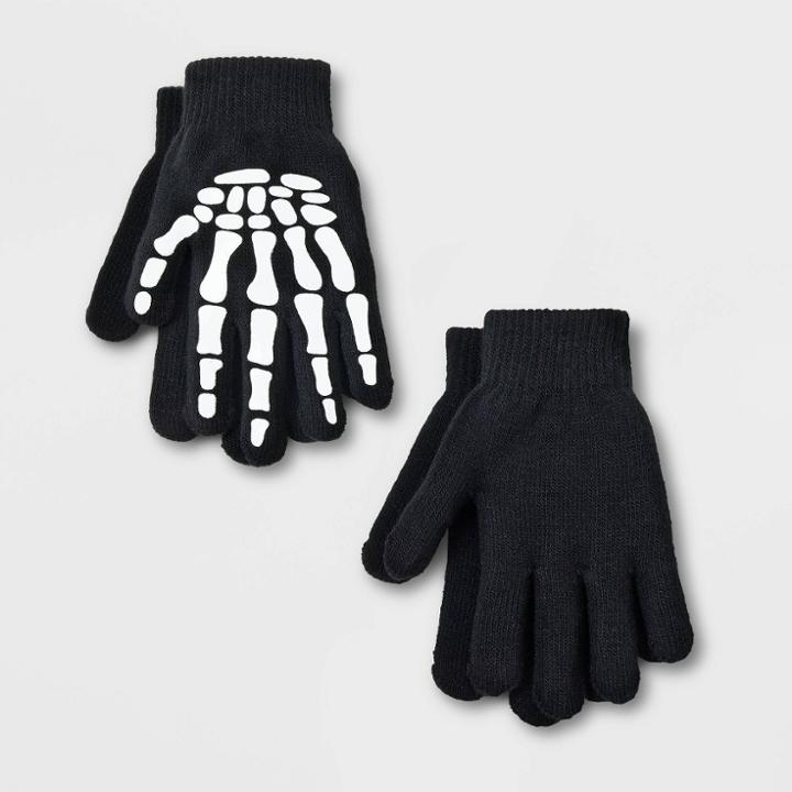 Kids' 2pk Skeleton Gloves - Cat & Jack Black