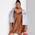 Women's Plus Size Lace Trim Slip Dress - Wild Fable Copper Cherries 1x, Brown Cherries