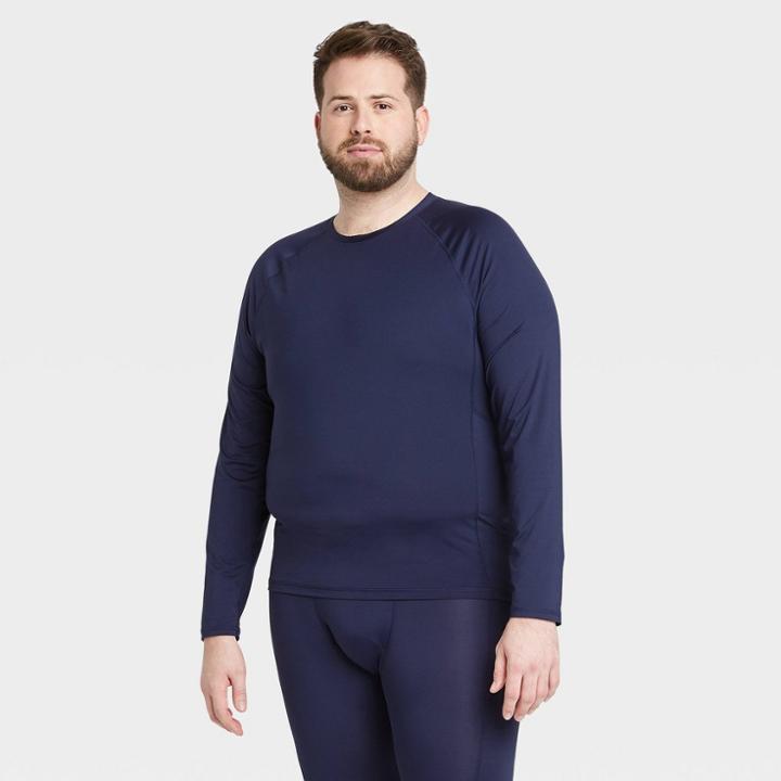 Men's Long Sleeve Fitted T-shirt - All In Motion Navy S, Men's, Size: