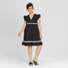 Women's Plus Size Frill Sleeve Ric Rac Mini Dress - Who What Wear Black X