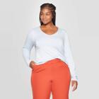Women's Plus Size Long Sleeve V-neck T-shirt - Ava & Viv Light Blue 1x, Women's,