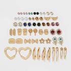 Cupcake And Flower Studs With Mixed Shape Hoops Earring Set 30ct - Wild Fable , Gold/nickel/white