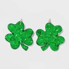 No Brand St. Patrick's Day Glitter Shamrock Drop Earrings - Green, Women's,