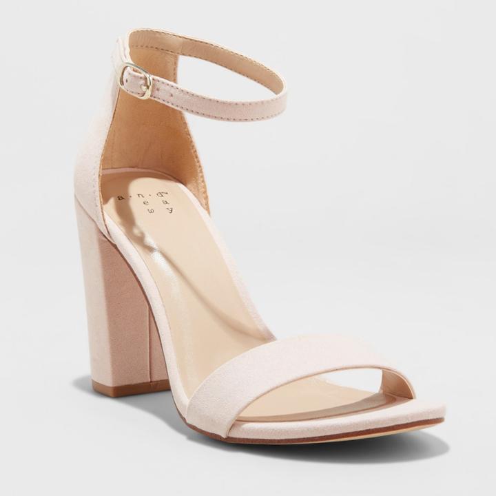 Women's Ema Wide Width High Block Heel Pumps - A New Day Blush 10w,