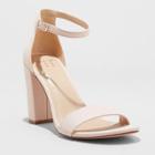 Women's Ema Wide Width High Block Heel Pumps - A New Day Blush 10w,