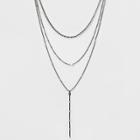 Distributed By Target Simulated Pearl And Mixed Chain Delicate Layered Necklace, Gray