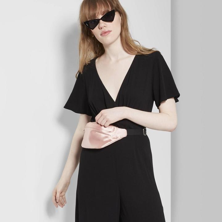 Women's Short Sleeve V-neck Twist Front Cropped Jumpsuit - Wild Fable Olive