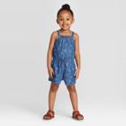 Toddler Girls' Tank Top Star Romper - Cat & Jack Blue 12m, Toddler Girl's