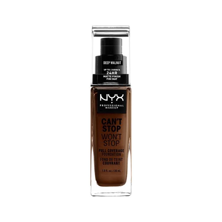 Nyx Professional Makeup Can't Stop Won't Stop Full Coverage Foundation Deep Walnut - 1.3 Fl Oz, Deep Brown