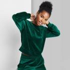 Women's Velour Pullover Sweatshirt - Wild Fable Green