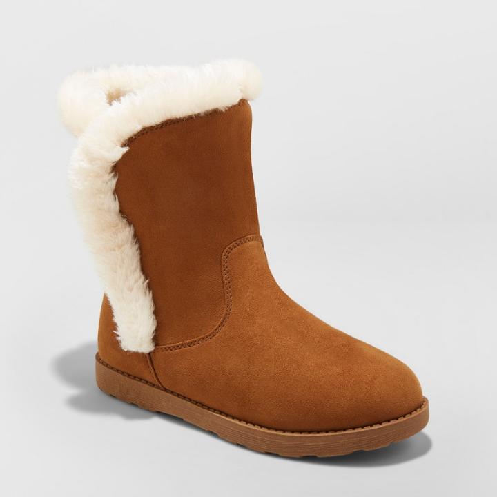Girls' Hadlee Microsuede Fashion Boots - Cat & Jack Chestnut (brown)