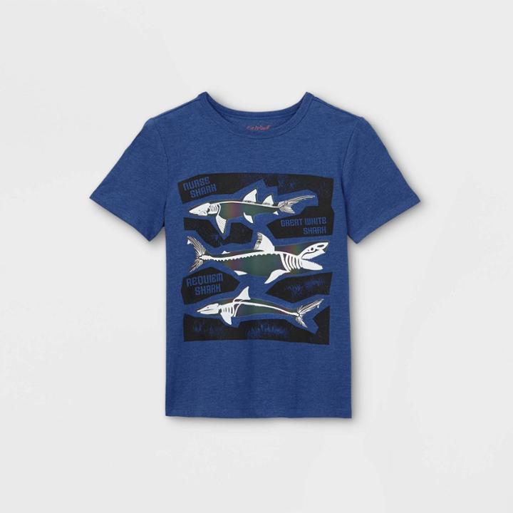 Boys' Short Sleeve Shark Interactive Graphic T- Shirt - Cat & Jack Blue